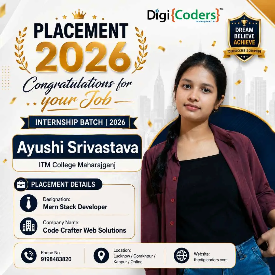 Ayushi Srivastava placed in Code Crafter Web Solutions