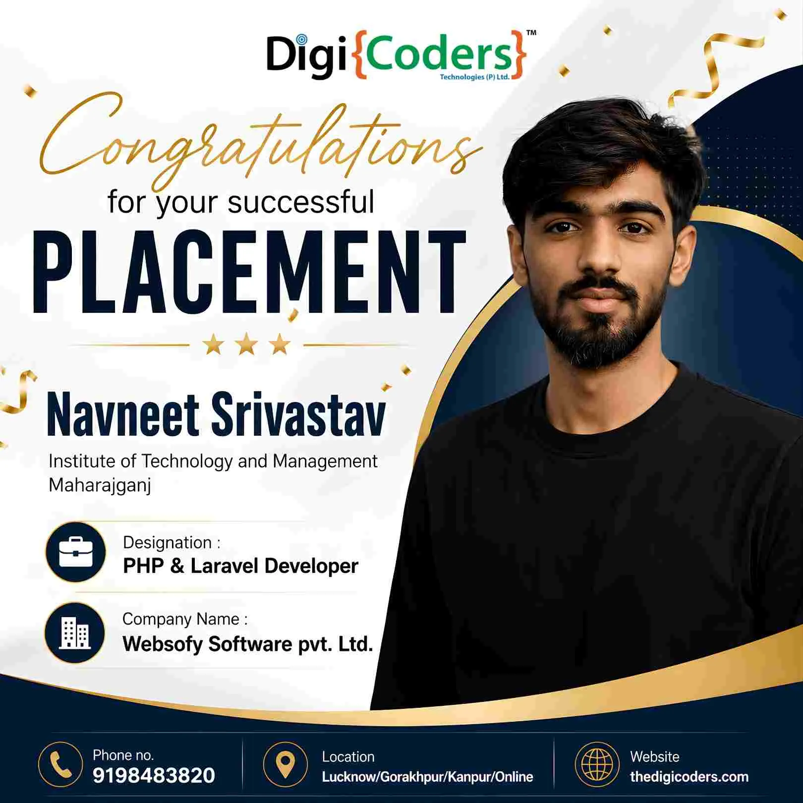 Navneet Srivastav placed in Websofy Software Pvt. Ltd.